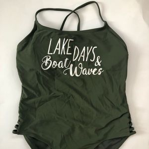 Olive color one piece swimsuit size medium